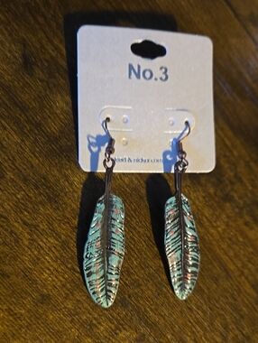 Turquoise Feather Dangle Earrings